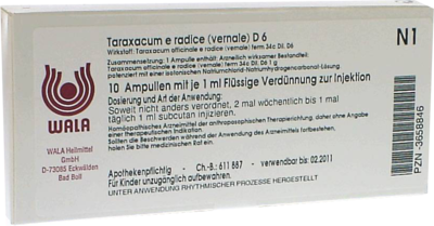 TARAXACUM E Rad.vernale D 6 Ampullen
